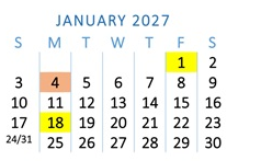 District School Academic Calendar for Beardsley Elementary School for January 2027