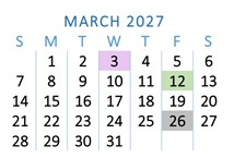 District School Academic Calendar for Beardsley Elementary School for March 2027