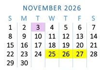 District School Academic Calendar for Beardsley Elementary School for November 2026