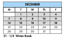 District School Academic Calendar for Capri Elementary for December 2026