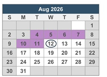 District School Academic Calendar for J. H. Workman Middle School for August 2026