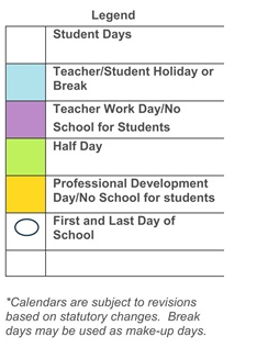 District School Academic Calendar Legend for J. H. Workman Middle School