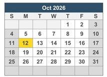 District School Academic Calendar for J. H. Workman Middle School for October 2026