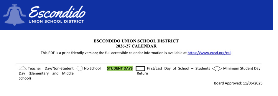 District School Academic Calendar Key for Heritage K-8 Charter