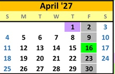 District School Academic Calendar for Mountain View Elem for April 2027