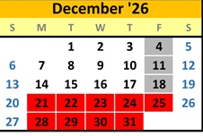 District School Academic Calendar for Mountain View Elem for December 2026