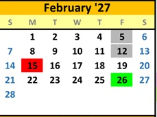 District School Academic Calendar for Mountain View Elem for February 2027