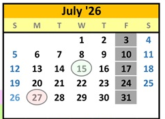District School Academic Calendar for Mountain View Elem for July 2026