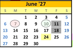 District School Academic Calendar for Mountain View Elem for June 2027