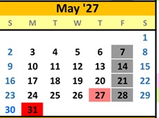 District School Academic Calendar for Mountain View Elem for May 2027
