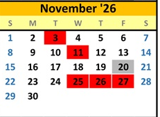 District School Academic Calendar for Mountain View Elem for November 2026