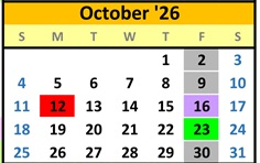 District School Academic Calendar for Mountain View Elem for October 2026