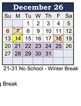 District School Academic Calendar for Etiwanda Intermediate for December 2026