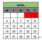 District School Academic Calendar for Matsumoto (tom) Elementary for April 2027