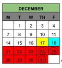 District School Academic Calendar for Matsumoto (tom) Elementary for December 2026