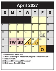 District School Academic Calendar for Langley High for April 2027