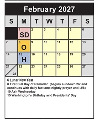 District School Academic Calendar for Langley High for February 2027