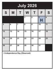 District School Academic Calendar for Langley High for July 2026