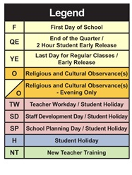 District School Academic Calendar Legend for Langley High