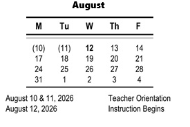 District School Academic Calendar for Grange Middle for August 2026
