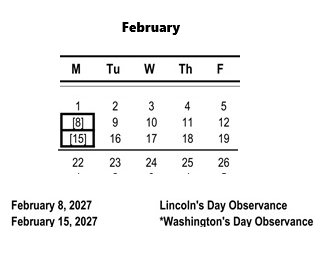 District School Academic Calendar for Grange Middle for February 2027