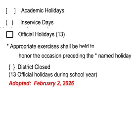 District School Academic Calendar Legend for Grange Middle