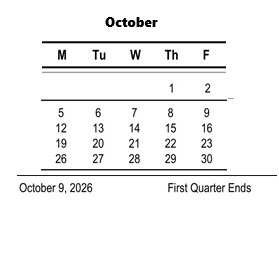 District School Academic Calendar for Grange Middle for October 2026