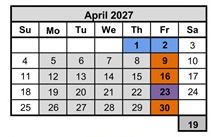 District School Academic Calendar for Burney Junior-senior High for April 2027