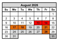 District School Academic Calendar for Burney Junior-senior High for August 2026