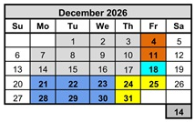 District School Academic Calendar for Burney Junior-senior High for December 2026