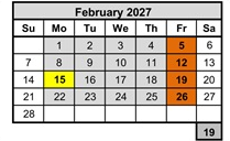 District School Academic Calendar for Burney Junior-senior High for February 2027