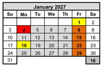 District School Academic Calendar for Burney Junior-senior High for January 2027