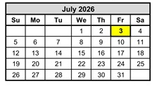District School Academic Calendar for Burney Junior-senior High for July 2026