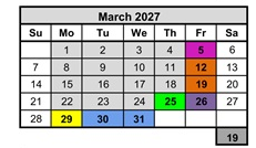 District School Academic Calendar for Burney Junior-senior High for March 2027