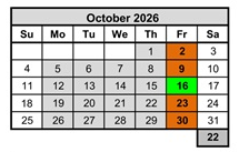 District School Academic Calendar for Burney Junior-senior High for October 2026