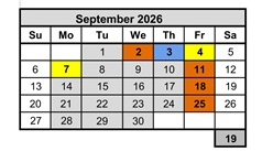 District School Academic Calendar for Burney Junior-senior High for September 2026