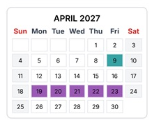 District School Academic Calendar for Fall River Elementary for April 2027