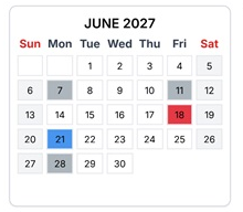 District School Academic Calendar for Fall River Elementary for June 2027