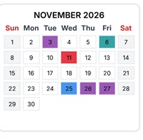 District School Academic Calendar for Fall River Elementary for November 2026