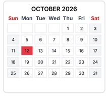 District School Academic Calendar for Fall River Elementary for October 2026