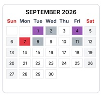 District School Academic Calendar for Fall River Elementary for September 2026