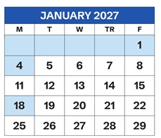 District School Academic Calendar for Danese Elementary for January 2027