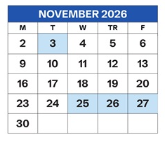 District School Academic Calendar for Danese Elementary for November 2026