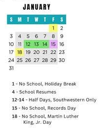 District School Academic Calendar for Neithercut Elementary School for January 2027