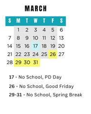 District School Academic Calendar for Neithercut Elementary School for March 2027