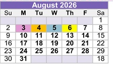 District School Academic Calendar for Cordova High for August 2026