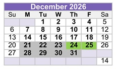 District School Academic Calendar for Cordova High for December 2026