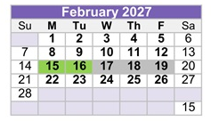 District School Academic Calendar for Cordova High for February 2027