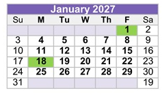 District School Academic Calendar for Cordova High for January 2027