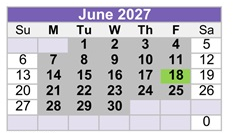 District School Academic Calendar for Cordova High for June 2027